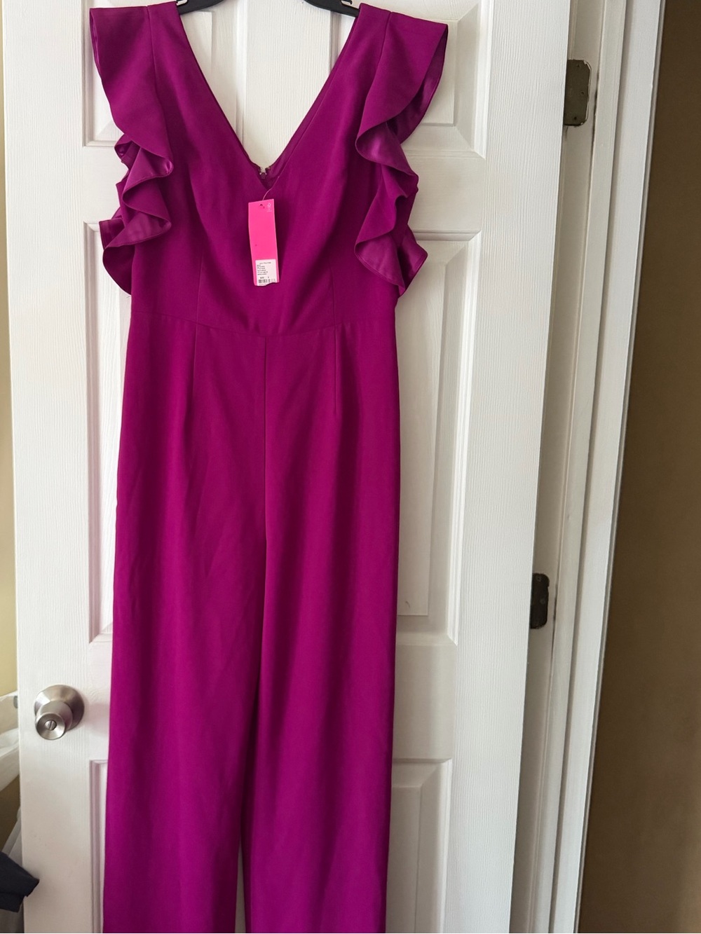 Lilly Pulitzer Kallie Ruffle Jumpsuit Bordeaux Berry, size 8 - Picture 2 of 8